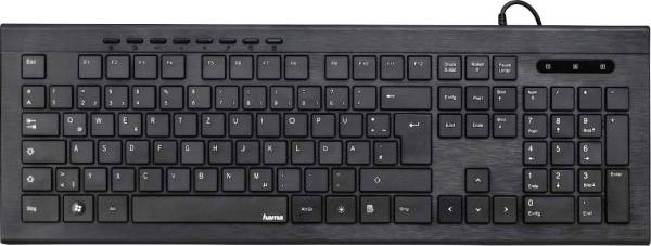 Hama Anzano USB Tastatur Deutsch, QWERTZ, Windows Schwarz Beleuchtet