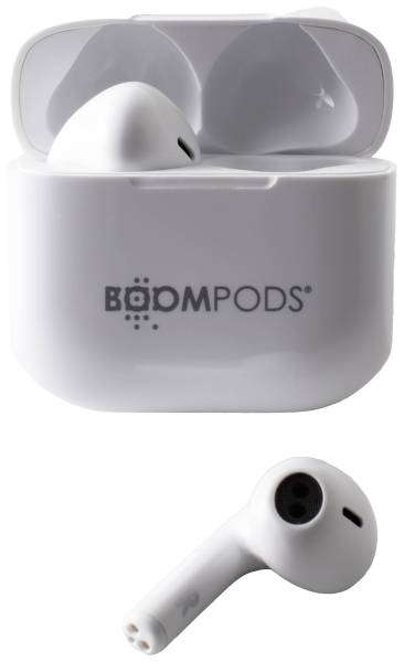 Boompods Bassline Compact In Ear Kopfhörer Bluetooth Weiß Headset, Klang-Personalisierung, Lauts