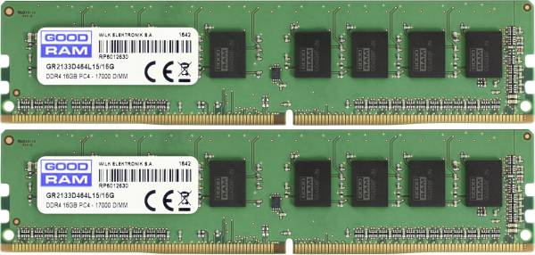 Goodram PC-Arbeitsspeicher Kit DDR4 8GB 2 x 4GB Non-ECC 2400MHz 288pin DIMM CL17 GR2400D464L17S/8GDC