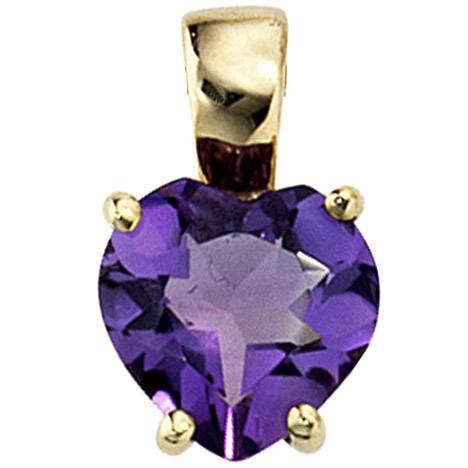 SIGO Anhänger Herz 333 Gold Gelbgold 1 Amethyst lila violett Herzanhänger