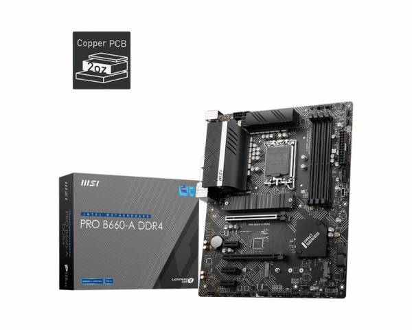 MSI PRO B660-A DDR4 Mainboard Sockel (PC) Intel 1700 Formfaktor (Details) ATX Mainboard-Chipsatz I