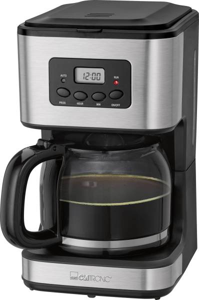 Clatronic KA 3642 Kaffeemaschine Schwarz, Edelstahl Fassungsvermögen Tassen=14 Timerfunktion, Displ