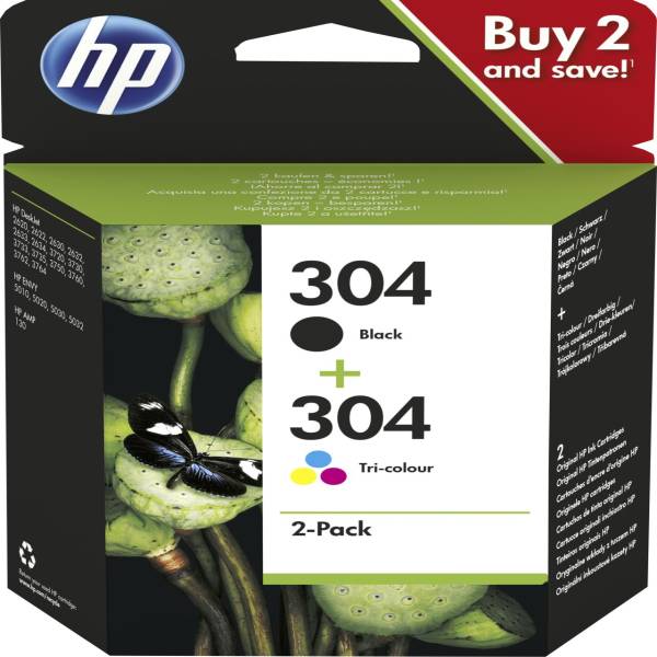 HP-304-2er_Pack-Schwarz-Cyan-Magenta-Gelb-Original-Tintenpatronen