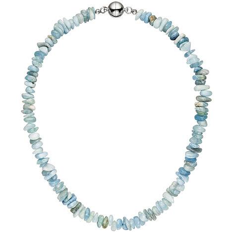 SIGO Halskette Kette Aquamarin hellblau blau 45 cm Aquamarinkette Steinkette