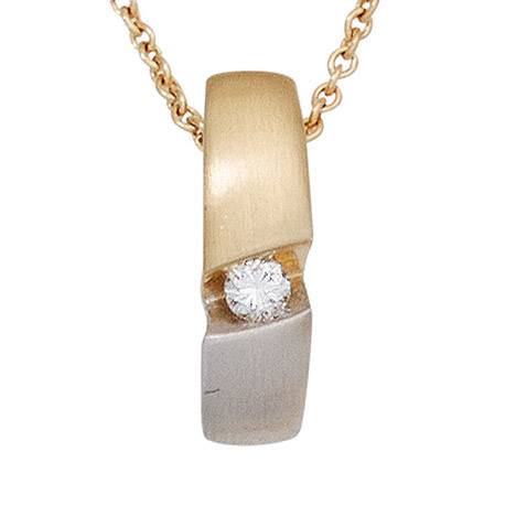 SIGO Kette mit Anhänger 585 Gold Gelbgold bicolor 1 Diamant Brillant 43 cm Halskette