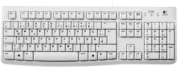 Logitech K120 Keyboard USB Tastatur Deutsch, QWERTZ, Windows Weiß Spritzwassergeschützt