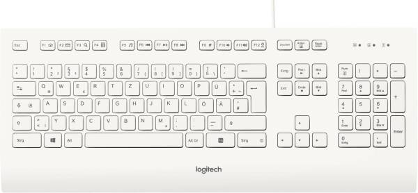 Logitech K280e B2B USB Tastatur Deutsch, QWERTZ, Windows Weiß Spritzwassergeschützt