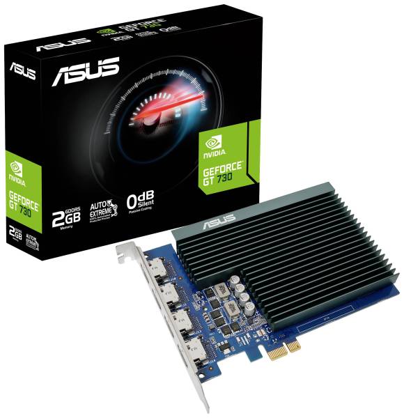 Asus Grafikkarte Nvidia GeForce GT730 2GB GDDR5-RAM PCIe x1 HDMI Passiv gekühlt