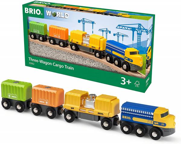BRIO 63398200 Güterzug mit DREI Waggons