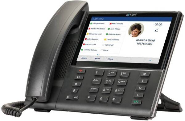 Mitel 6873 SIP Phone Schnurgebundenes Telefon, VoIP Bluetooth, PoE Farbdisplay Schwarz