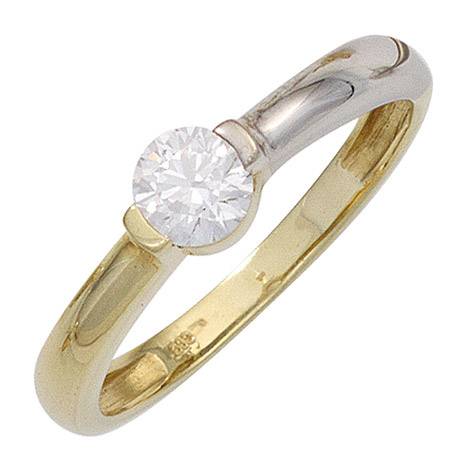 SIGO Damen Ring 333 Gold Gelbgold Weißgold bicolor 1 Zirkonia Goldring