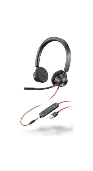 Poly Blackwire 3325-M USB-A Stereo Headset inkl. 3.5mm Klinkenstecker, Teams zertifiziert