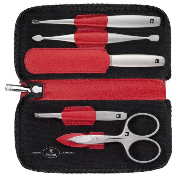 ZWILLING ZWILLING Reißverschluss-Etui, Rindleder, rot, 5-tlg. Nagelpflegeset 1.0 pieces