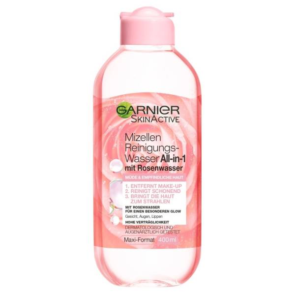 Garnier Skin Active Mizellen-Reinigungswasser All-in-1 mit Rosenwasser Mizellenwasser 400.0 ml