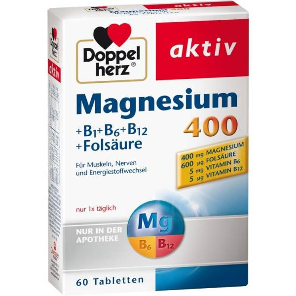 Doppelherz aktiv Magnesium 400 + B1 + B6 + B12 + Folsäure Tabletten 30