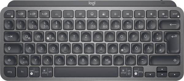 Logitech MX Keys Mini Bluetooth Tastatur Deutsch, QWERTZ Graphit Beleuchtet, Geräuscharme Tasten,