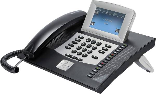 Auerswald COMfortel 2600 Systemtelefon, ISDN Anrufbeantworter, Headsetanschluss Touch-Display Schwar