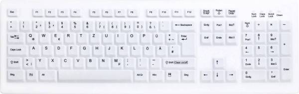 Active Key AK-C8100F Medical Funk Hygiene-Tastatur Deutsch, QWERTZ, Windows Weiß Silikonmembr