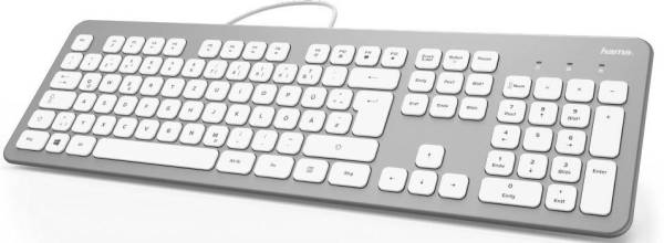Hama KC-700 USB Tastatur Deutsch, QWERTZ, Windows Silber, Weiß