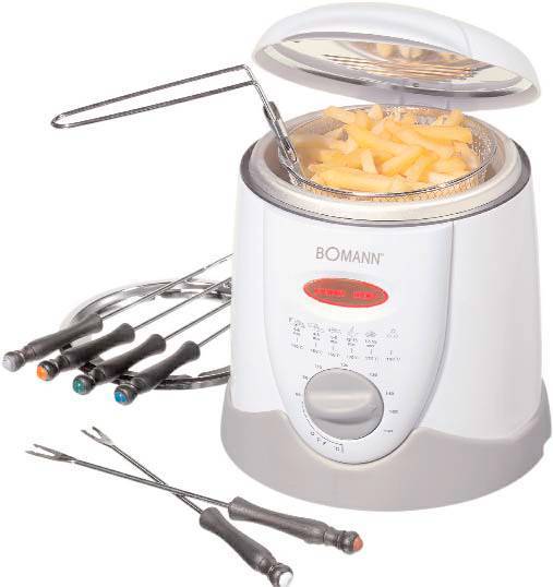 Bomann FFR 1290 Fondue-Fritteuse 840W mit manueller Temperatureinstellung Weiß, Grau