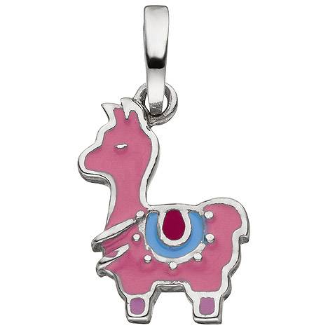 SIGO Kinder Anhänger Lama 925 Sterling Silber rosa lackiert