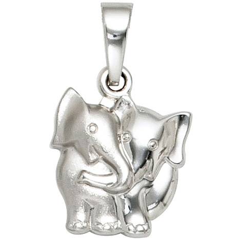 SIGO Kinder Anhänger Elefant 925 Sterling Silber rhodiniert mattiert Kinderanhänger