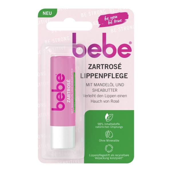 bebe Zartrose Lippenpflegestift mit Mandelöl Lippenpflege 4.9 g