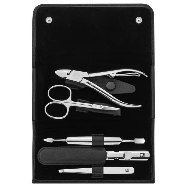 ZWILLING CLASSIC INOX Druckknopf-Etui, Rindleder, schwarz, 5-tlg Nagelpflegeset 1.0 pieces