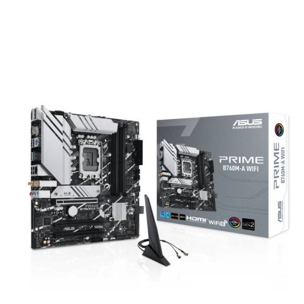 Asus PRIME B760M-A WIFI Mainboard Sockel (PC) Intel 1700 Formfaktor (Details) Micro-ATX Mainboard-