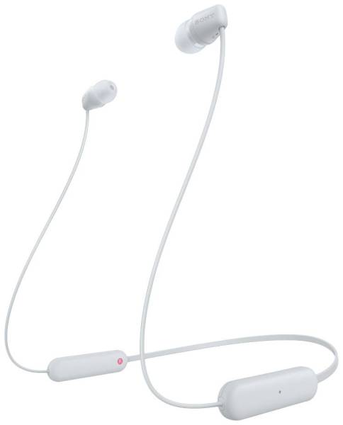 Sony WI-C100 In Ear Headset Bluetooth Stereo Weiß Headset, Klang-Personalisierung, Lautstärkereg