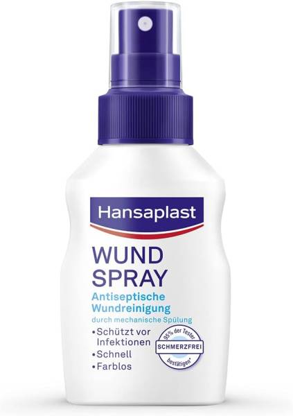 Hansaplast Wundspray (50 ml), zur antiseptischen Wundreinigung durch mechanische Spülung, Spray schü
