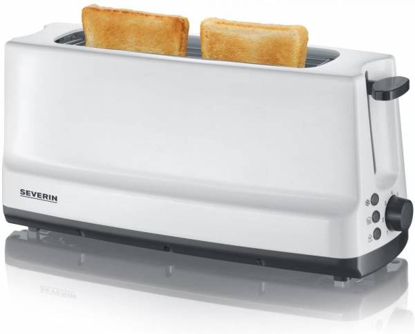 SEVERIN AT 2232 Automatik-Toaster (800 W, 1 Langschlitzkammer, Für bis zu 2 Brotscheiben) weiß/grau